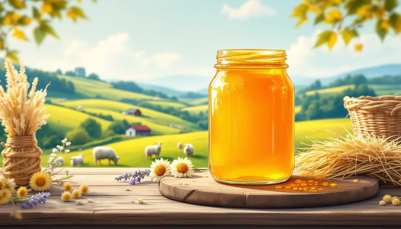 Słoik z naturalnym miodem gryczanym, ukazujący jego gęstą konsystencję.