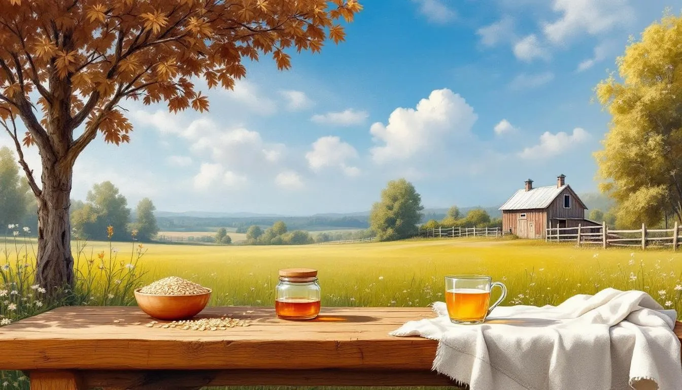 Miód gryczany użyty jako składnik w zdrowym posiłku z płatkami owsianymi.