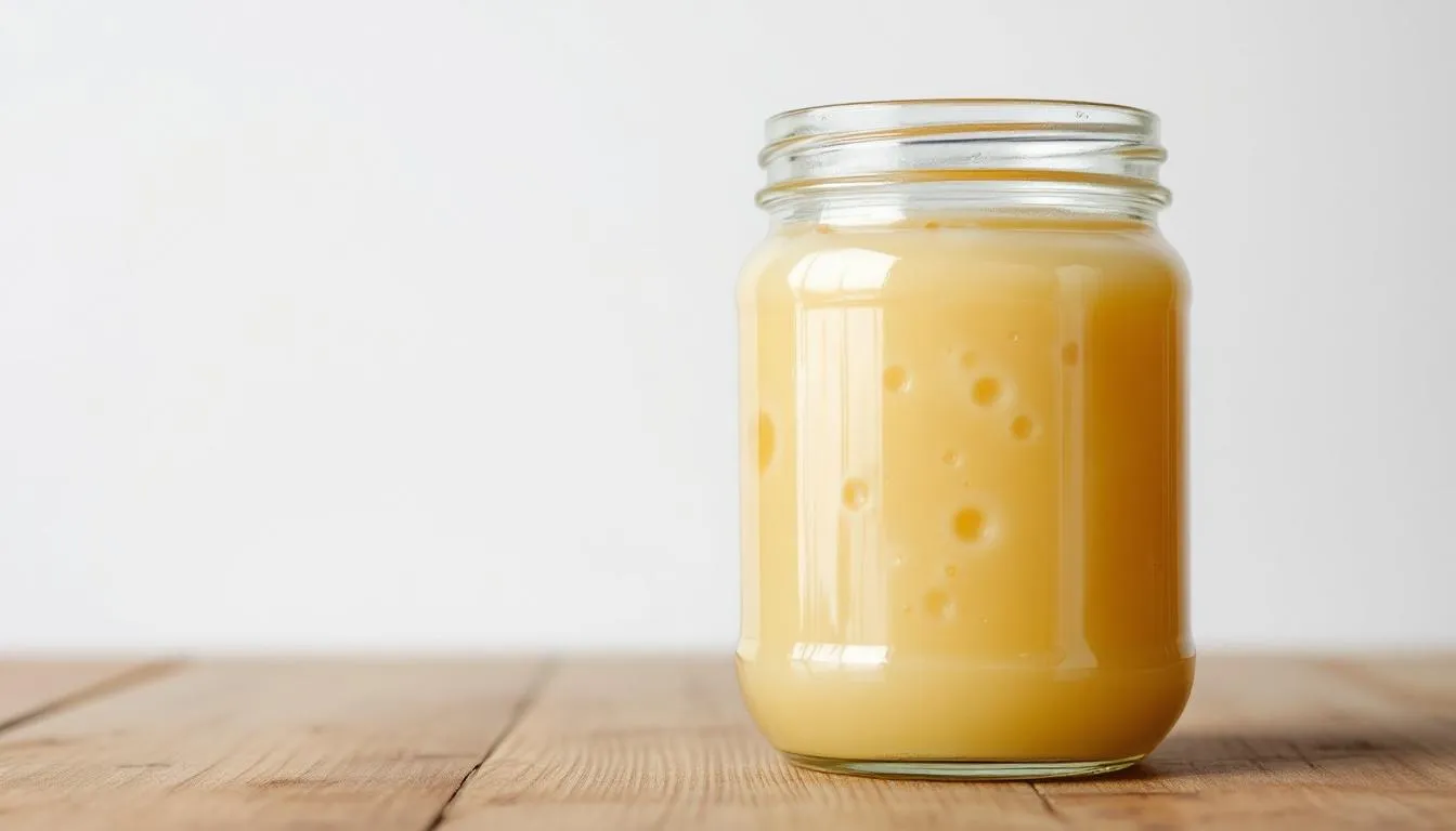 Na zdjęciu znajduje się szklany słoik wypełniony jasnym, kremowym miodem faceliowym, który charakteryzuje się delikatnym smakiem i kwiatowym aromatem. Miód faceliowy powstaje z nektaru kwiatów facelii błękitnej, będącej jedną z najbardziej miododajnych roślin, i jest doskonałym dodatkiem do herbaty oraz deserów.