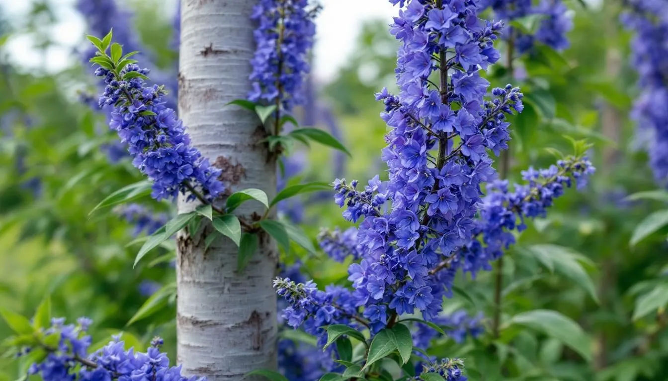 Na zdjęciu widoczne jest pole facelii błękitnej, pokryte kwiatami w odcieniach niebiesko-fioletowych, które przyciągają pszczoły. Kwiaty te są znane jako roślina miododajna, z której powstaje miód faceliowy o delikatnym smaku i aromacie.